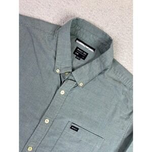 RVCA Shirt Mens Large Green Slim Fit Button Down Long Sleeve Oxford Casual